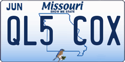 MO license plate QL5C0X