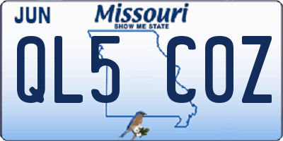 MO license plate QL5C0Z