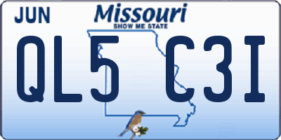 MO license plate QL5C3I