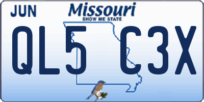 MO license plate QL5C3X