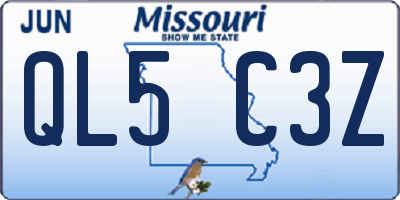 MO license plate QL5C3Z