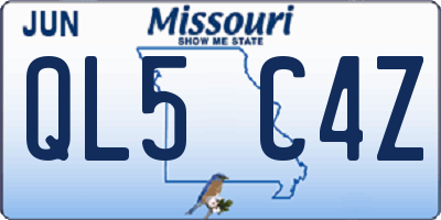 MO license plate QL5C4Z