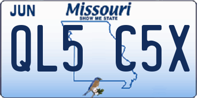 MO license plate QL5C5X