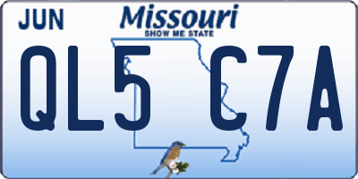 MO license plate QL5C7A