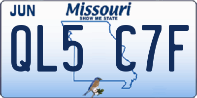 MO license plate QL5C7F