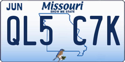 MO license plate QL5C7K