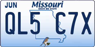 MO license plate QL5C7X