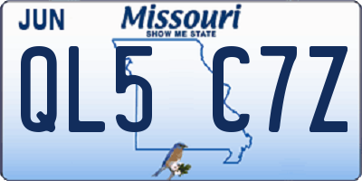 MO license plate QL5C7Z