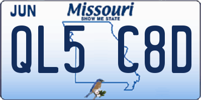 MO license plate QL5C8D