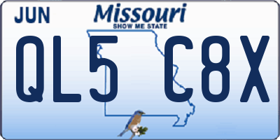 MO license plate QL5C8X
