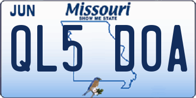 MO license plate QL5D0A