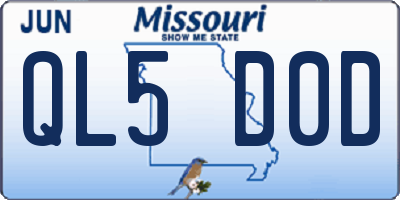 MO license plate QL5D0D