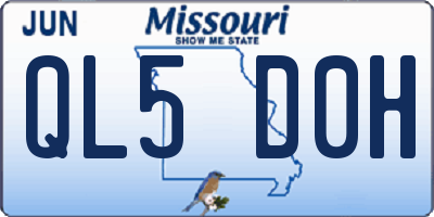 MO license plate QL5D0H
