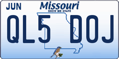 MO license plate QL5D0J