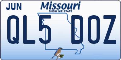MO license plate QL5D0Z