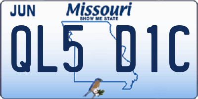 MO license plate QL5D1C