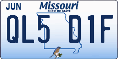 MO license plate QL5D1F