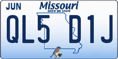 MO license plate QL5D1J