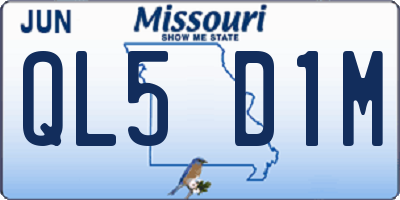 MO license plate QL5D1M