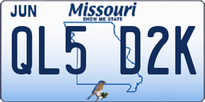 MO license plate QL5D2K