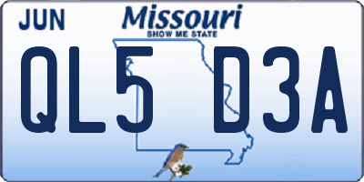MO license plate QL5D3A