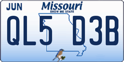 MO license plate QL5D3B