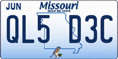 MO license plate QL5D3C