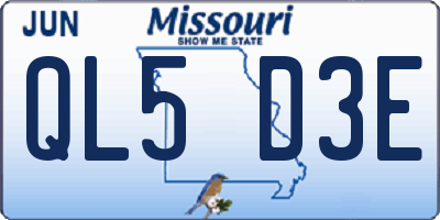 MO license plate QL5D3E