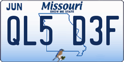 MO license plate QL5D3F
