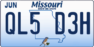 MO license plate QL5D3H