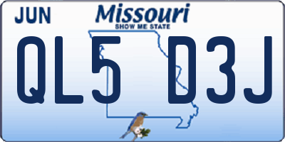 MO license plate QL5D3J