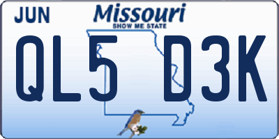 MO license plate QL5D3K