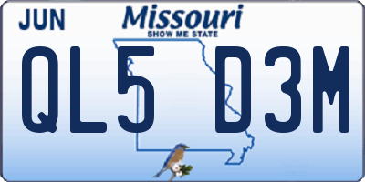 MO license plate QL5D3M