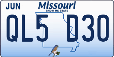 MO license plate QL5D3O