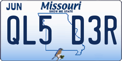 MO license plate QL5D3R