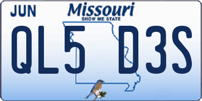 MO license plate QL5D3S
