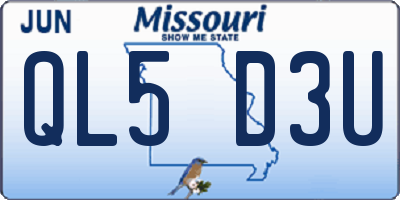 MO license plate QL5D3U