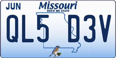 MO license plate QL5D3V