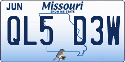 MO license plate QL5D3W