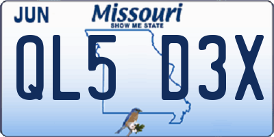 MO license plate QL5D3X