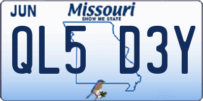 MO license plate QL5D3Y