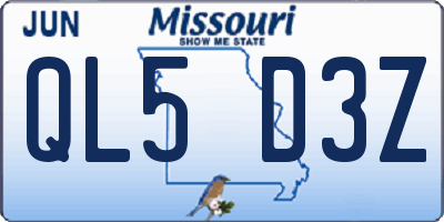 MO license plate QL5D3Z