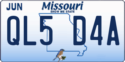 MO license plate QL5D4A