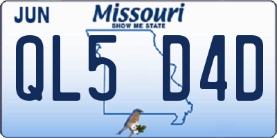 MO license plate QL5D4D