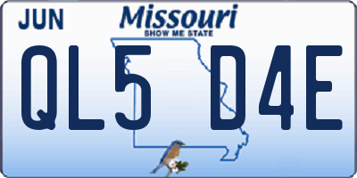MO license plate QL5D4E