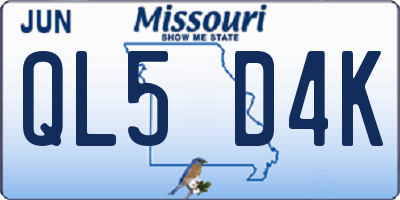 MO license plate QL5D4K