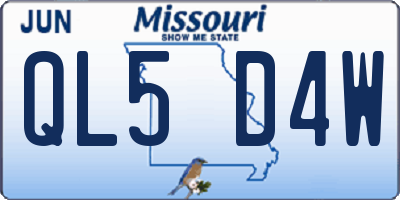 MO license plate QL5D4W