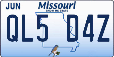 MO license plate QL5D4Z