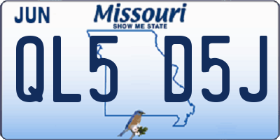 MO license plate QL5D5J
