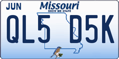 MO license plate QL5D5K